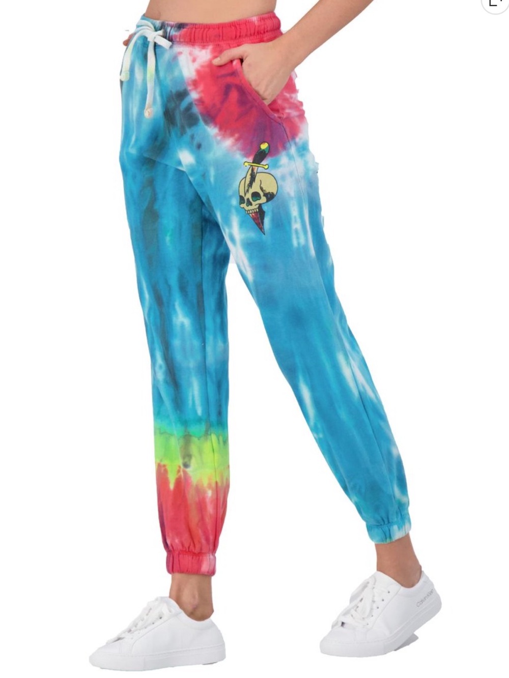 Ed Hardy Tie Dye Jogger Pants NWT size Small Back Logo Skull